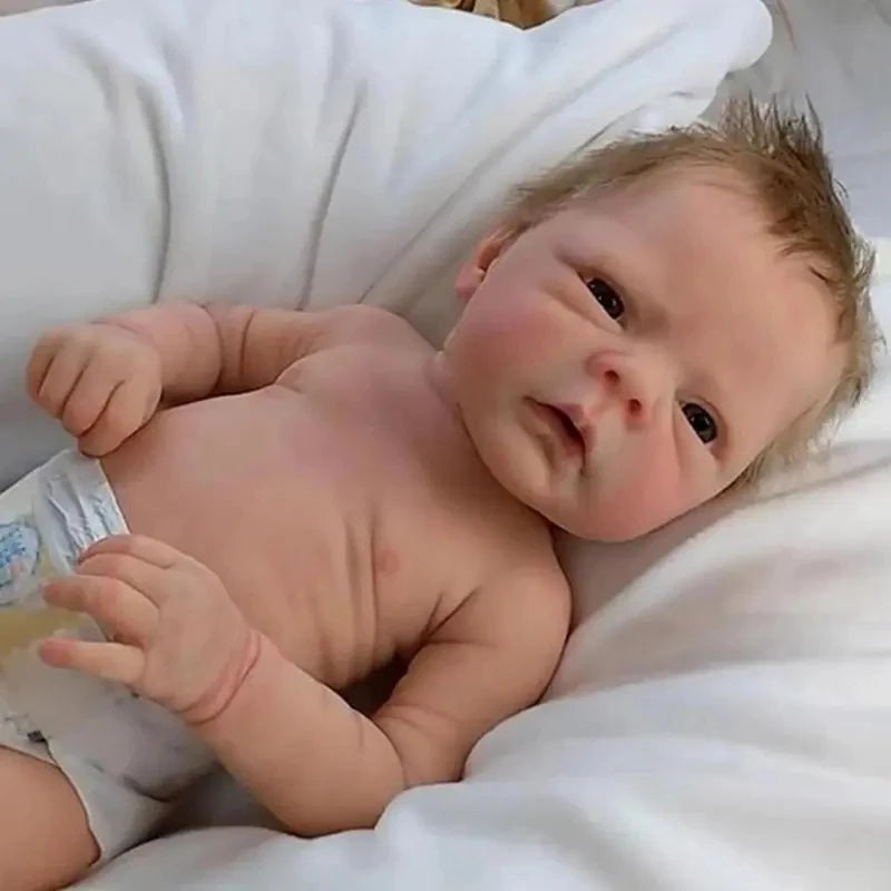 18inch Realistic Reborn Baby Dolls Blue Eyes Handmade Soft Boy full body vinyl baby Dolls High Quality bebe reborn Doll Gift