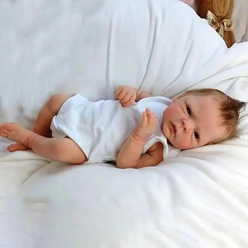 18inch Realistic Reborn Baby Dolls Blue Eyes Handmade Soft Boy full body vinyl baby Dolls High Quality bebe reborn Doll Gift
