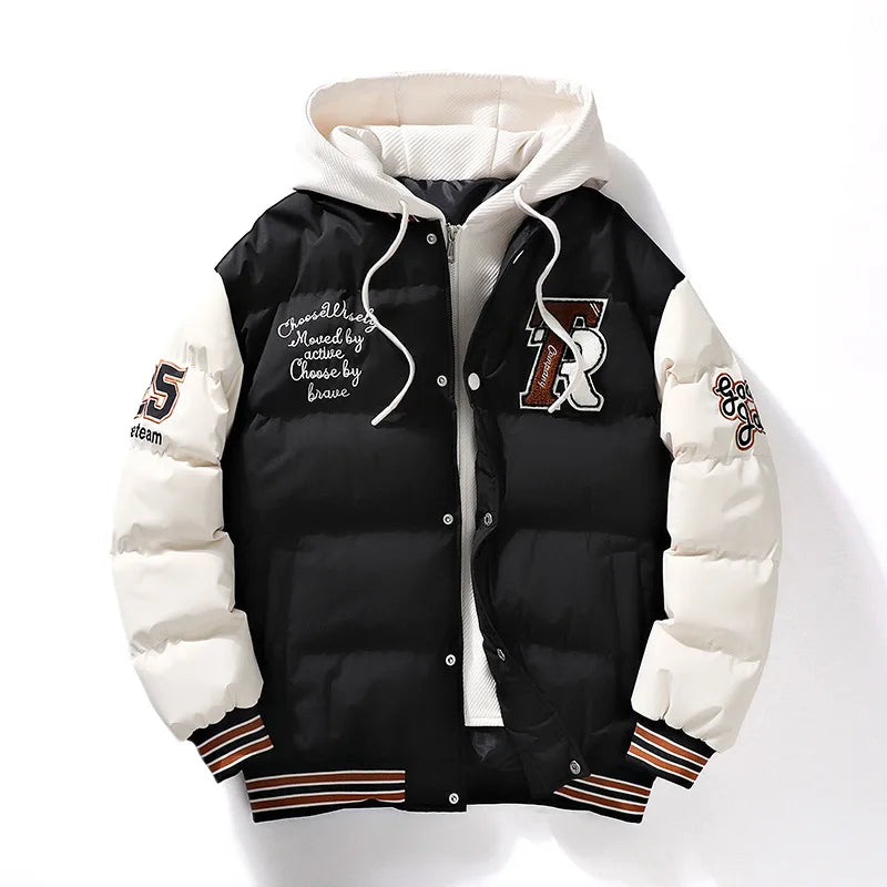 Supzoom New Arrival Casual Embroidery Mens Winter Trendy Fake Two-piece Hooded Bread Suit Couple Cotton-padded Jackets And Coats