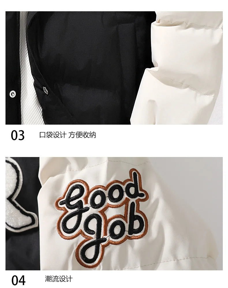 Supzoom New Arrival Casual Embroidery Mens Winter Trendy Fake Two-piece Hooded Bread Suit Couple Cotton-padded Jackets And Coats