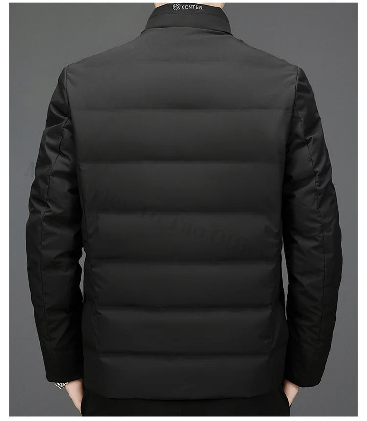COMXZ Mens Down Jacket 2025 New Classic Solid Color Outdoor Camping Windproof Parka Fashion Lightweight Warm Autumn Winter Coat