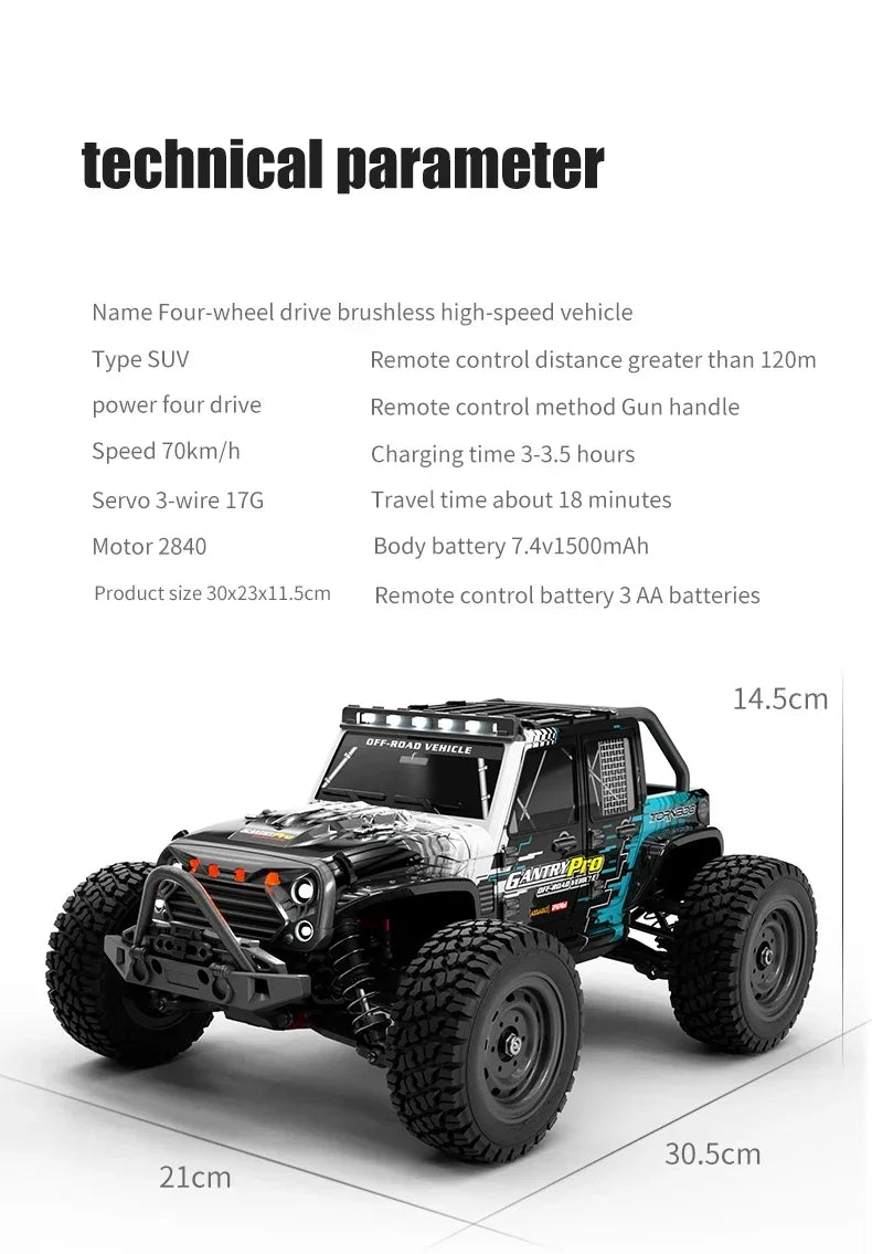 1:16 75KM/H or 50KM/H 4WD RC Car with LED Remote Control Cars High Speed Drift Monster Truck for Kids Vs Wltoys 144001 Toys