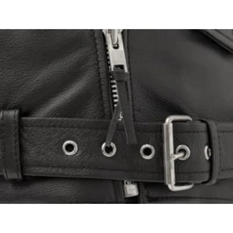 First Mfg Co - SuperStar - Men's Motorcycle Biker Riding Black Leather Jacket