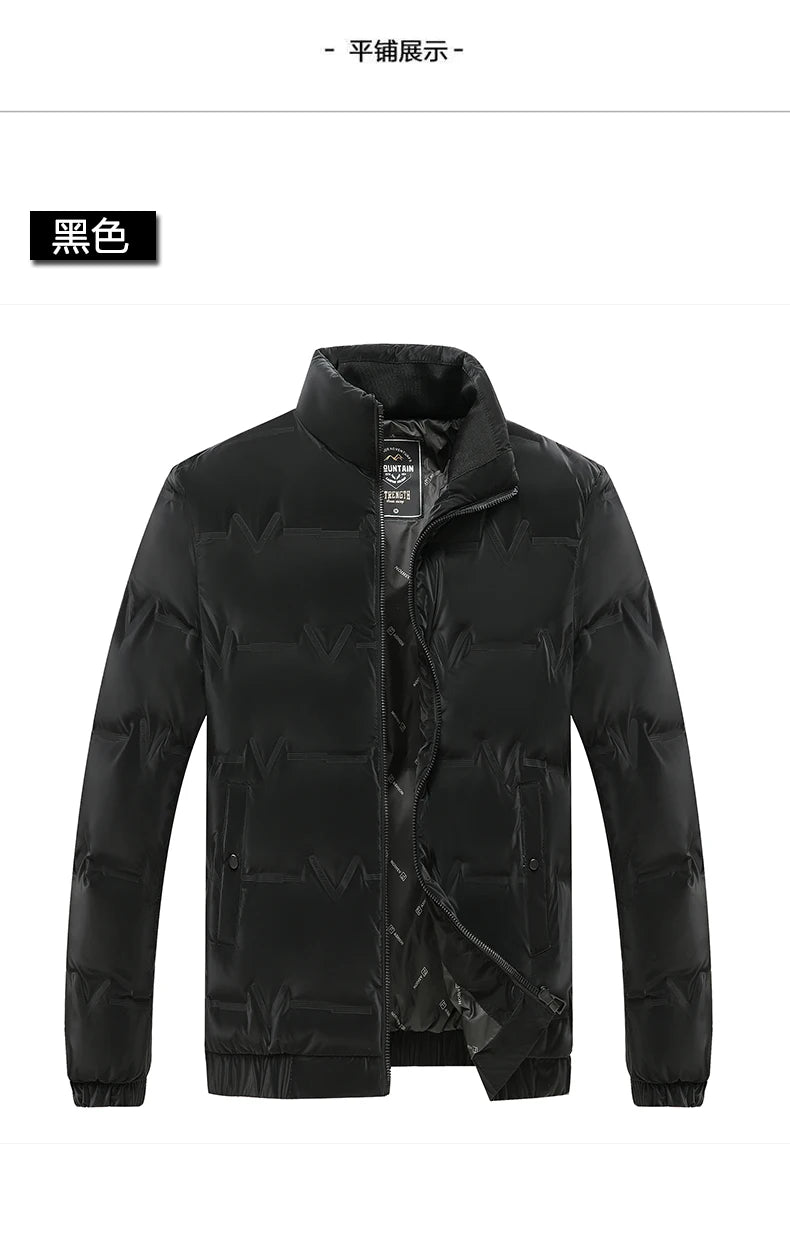 Top Grade Men's 2025 New Bubble Puffer Parka Jacket Windbreaker Coats Short Stand Collar Thickened Quilted Outerwear