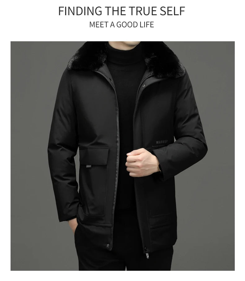 Top Grade Thick With Fur Hood Fashion Casual Designer Warm Parka Winter Coat Mens Newest Jacket Windbreaker Mens Clothes