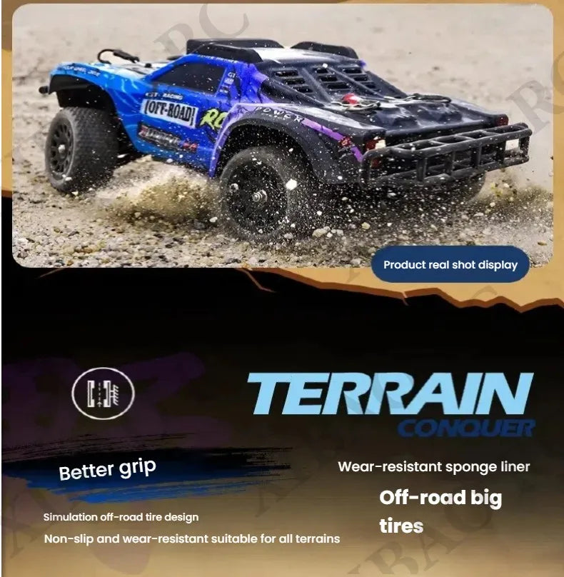 Rc Car Off Road 4x4 High Speed 70KM/H Remote Control Car with LED Headlight Brushless 4WD 1/16 Monster Truck Toys for Boys Gift