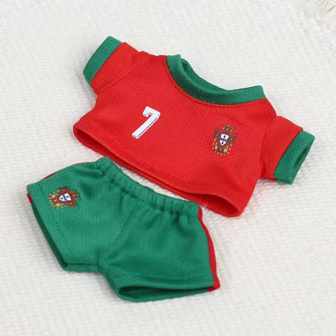 17cm Labubu Football Vinyl Pendant Doll Size 7 V1V2 V3 DIY Clothing Set Sportswear for Kids Creative Child Gift Toy