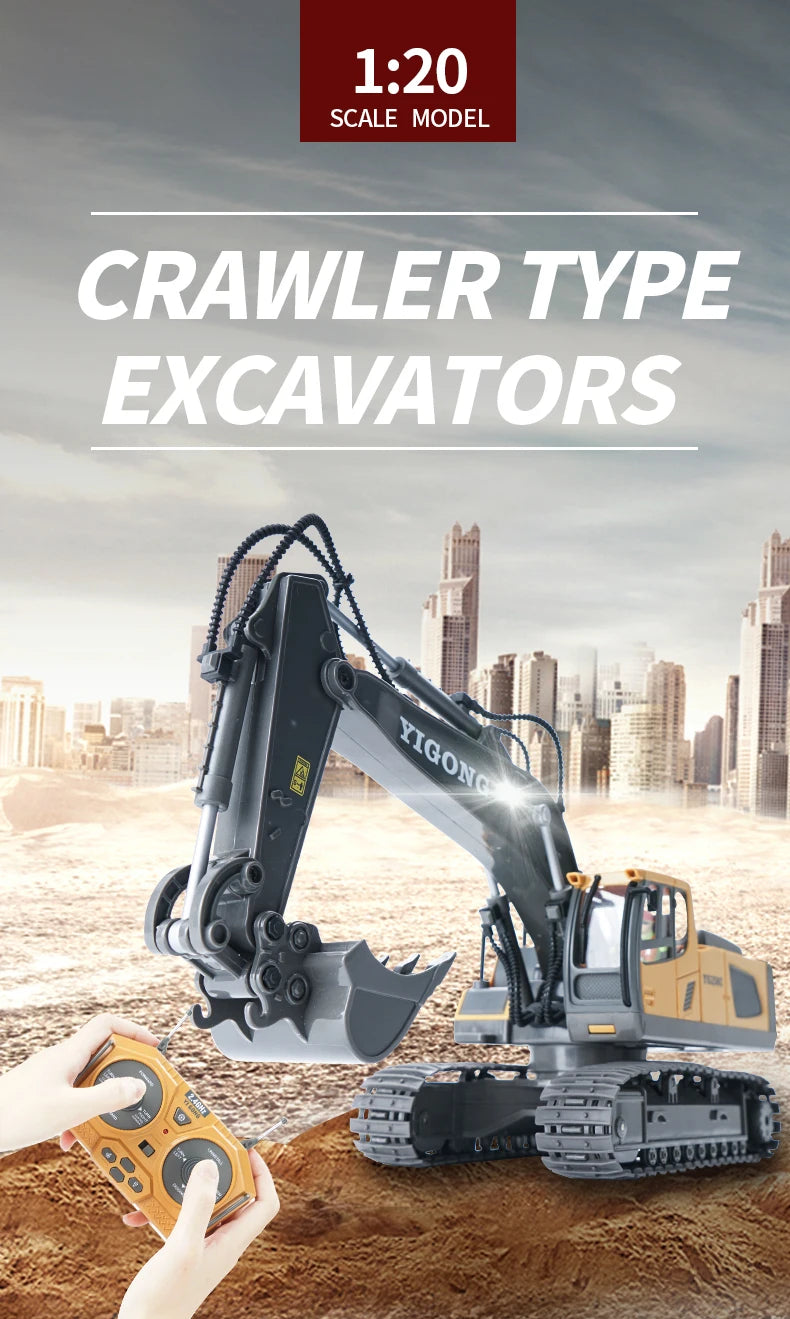 RC Excavator 1:20 Remote Control Truck 2.4G RC Crawler Engineering Vehicle Truck Radio Control Children's Day Christmas Gifts