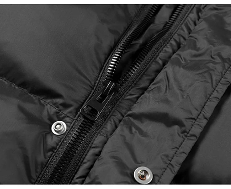 COMXZ Luxury Down Jacket Stand Collar Fake Two-Piece Cold Protection Coat Hiking Travel Winter Wear Lightweight Puffer Jacket