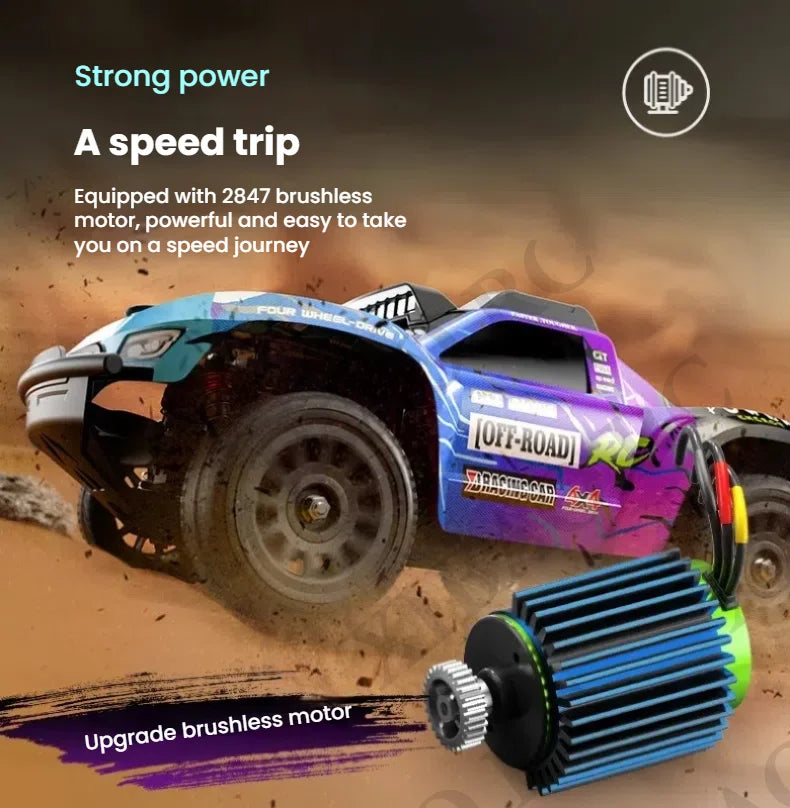 Rc Car Off Road 4x4 High Speed 70KM/H Remote Control Car with LED Headlight Brushless 4WD 1/16 Monster Truck Toys for Boys Gift