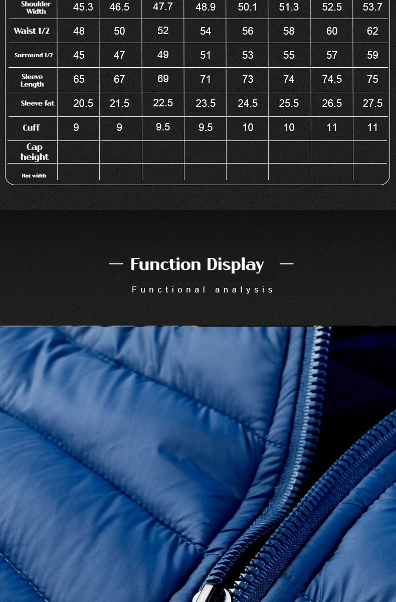 2025 Winter New Men's Lightweight Detachable Hood Cotton Jacket Male Parkas Warm Outdoor Coat Casual Plus Size