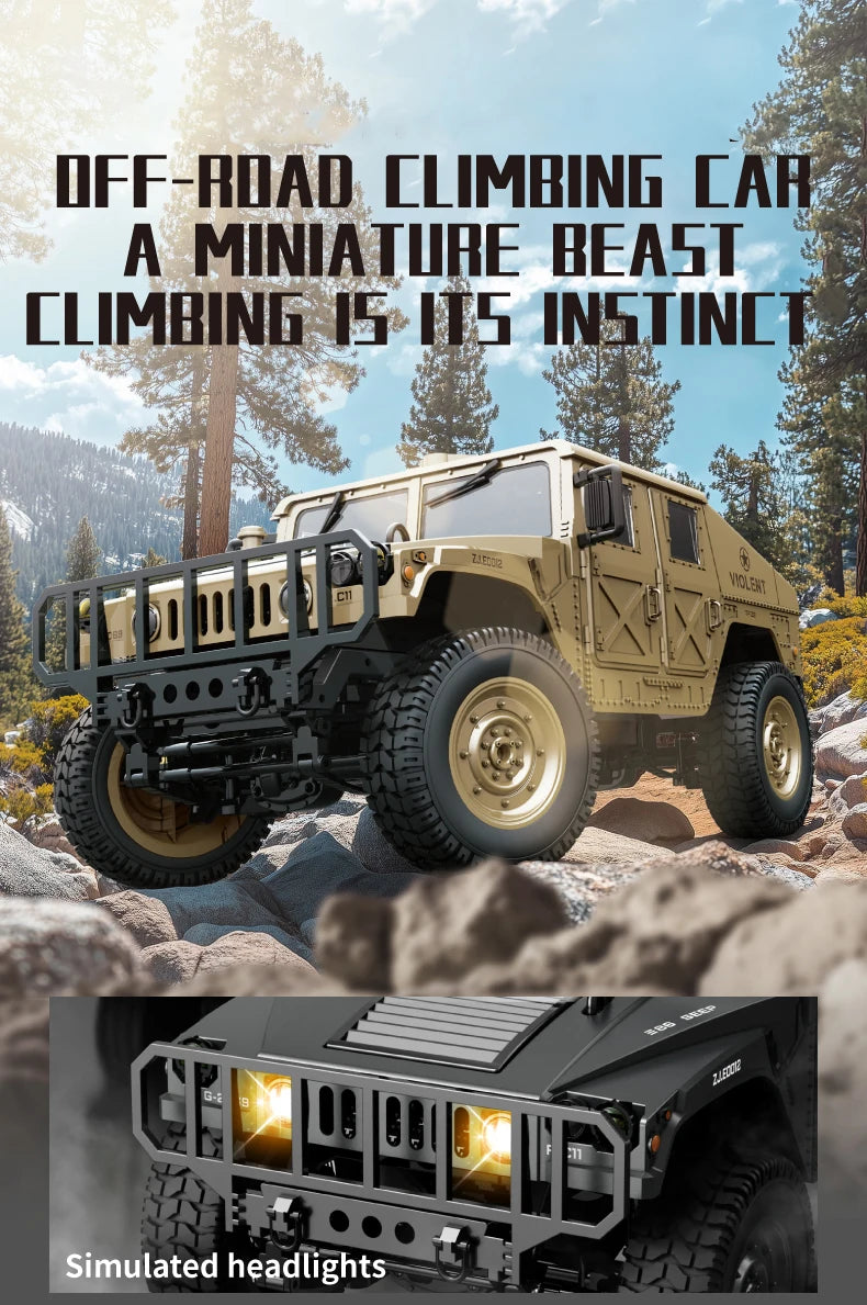 C8835 Remote Control Car 1:16 2.4G 4WD Military Truck Off-Road Rc Vehicle Climbing Toy For Kids Adults Gift Summer Outdoor Hobby