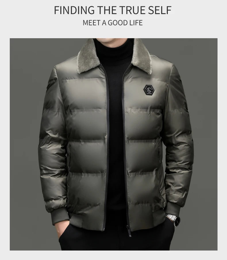 Top Grade Middle-aged Men Bubble Puffer Windbreaker Coat Parka Jacket Winter Plus Velvet Thickened Short Outerwear