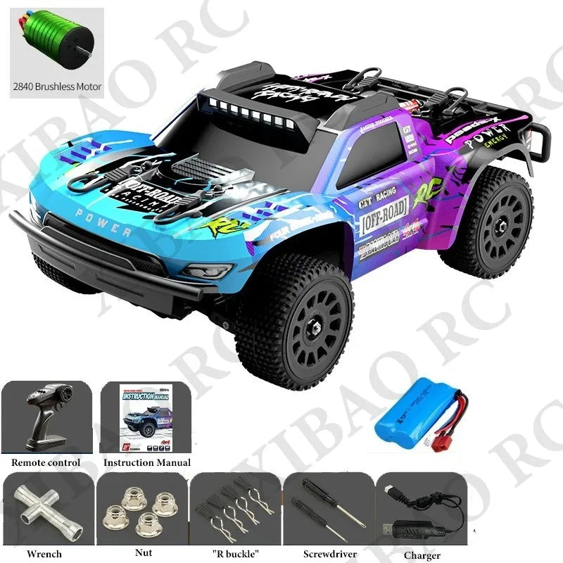 Rc Car Off Road 4x4 High Speed 70KM/H Remote Control Car with LED Headlight Brushless 4WD 1/16 Monster Truck Toys for Boys Gift