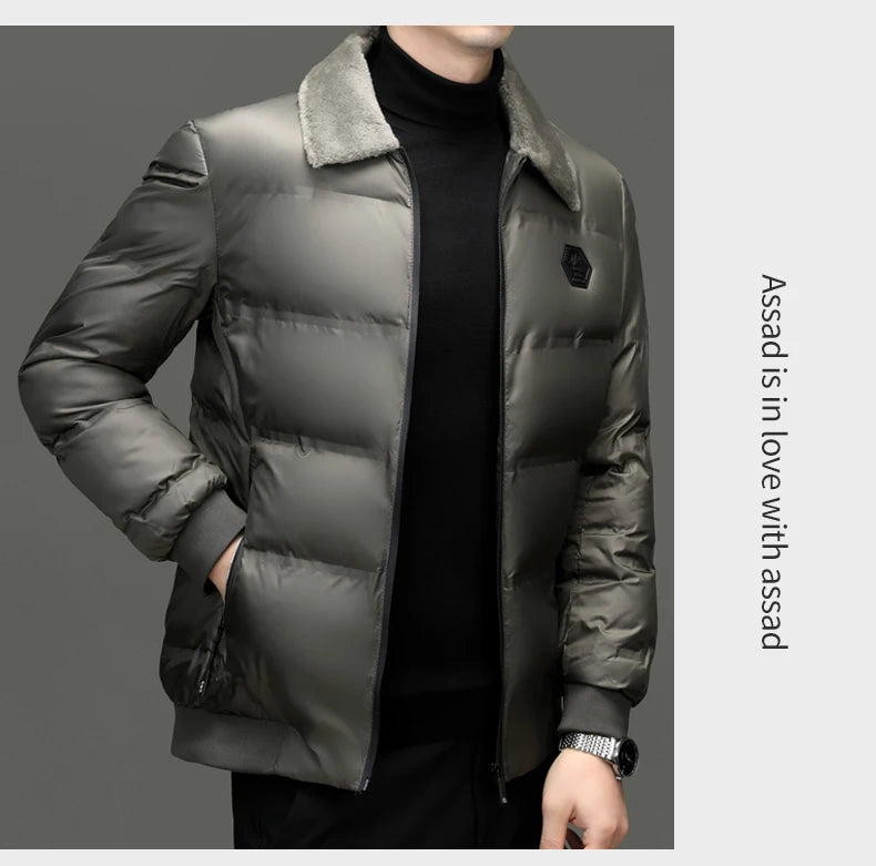 Top Grade Middle-aged Men Bubble Puffer Windbreaker Coat Parka Jacket Winter Plus Velvet Thickened Short Outerwear