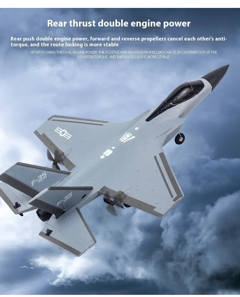 F35 Remote Control Foam Glider | Colorful LED Lights | 2-Channel RC Plane | Fixed Wing Model | Best Kids Toy
