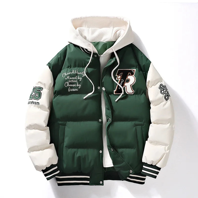 Supzoom New Arrival Casual Embroidery Mens Winter Trendy Fake Two-piece Hooded Bread Suit Couple Cotton-padded Jackets And Coats