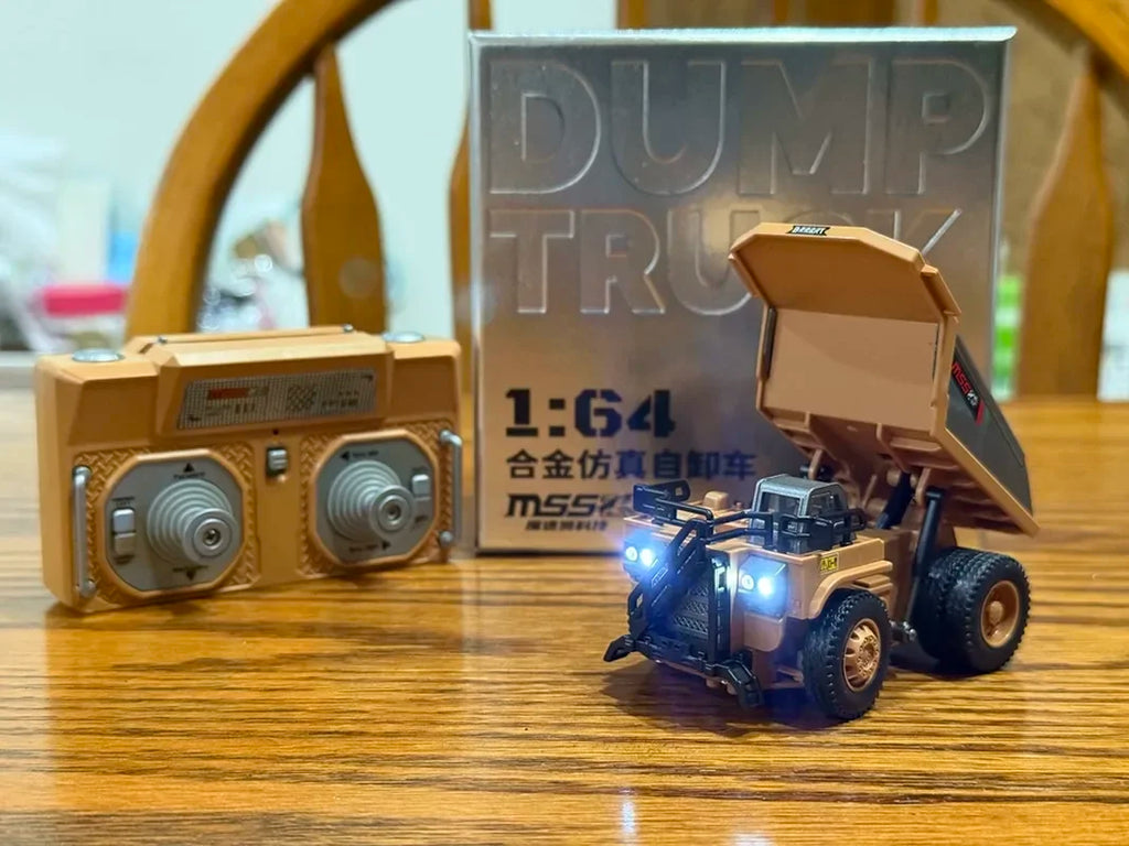 New 1:64 Alloy Remote Control Mine Truck Full Proportional Control Simulated Headlights Realistic Details Desktop Toy Boys Gift