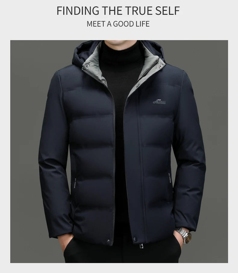 Top Grade Thicken Fashion Hooded Winter Warm Outerwear Designer Business Parka Coat Mens Newest Jacket Windbreaker