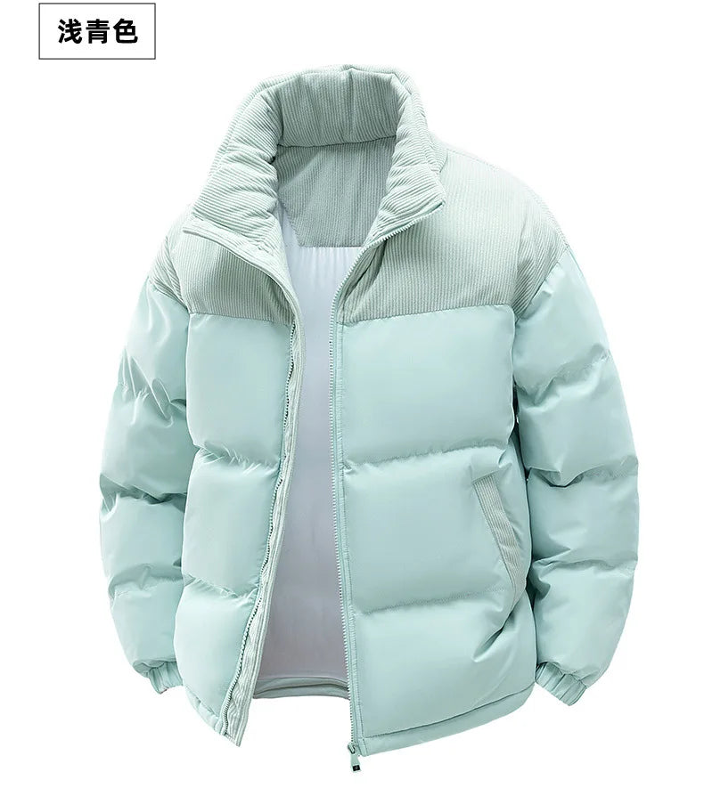2025 Men's Color-coded Casual Trendy Loose Long Sleeve Hooded Quilted Jackets Male Winter New Fashion Thicken Clothes Coats Tops