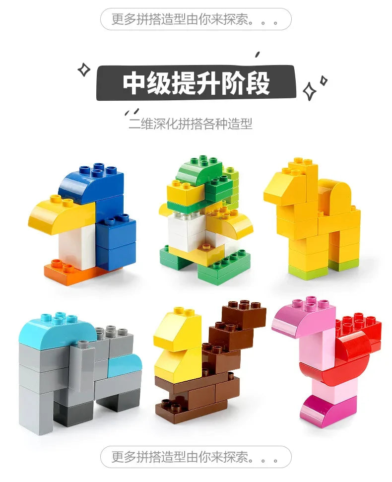 500g/bag DIY Big Size Creative Building Blocks Set Colorful Classic Basic Compatible With Duplo Kid Educational Toy For Children