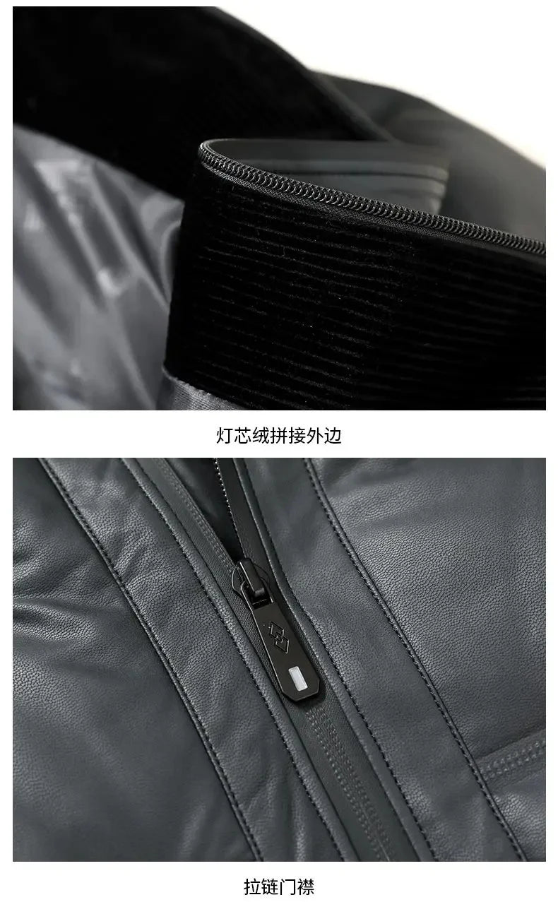 Winter Hooded Down Jacket Men Thicken Warm Genuine Leather Man Luxury Coat Male Fluffy Sheepskin Puffer