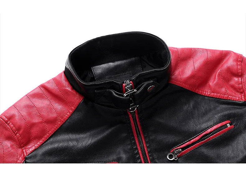 Men Stand Collar Motorcycle Leather Jackets Slim Fit PU Leather Coats Quality New Fashion Male Autumn Casual Leather Jackets 5XL