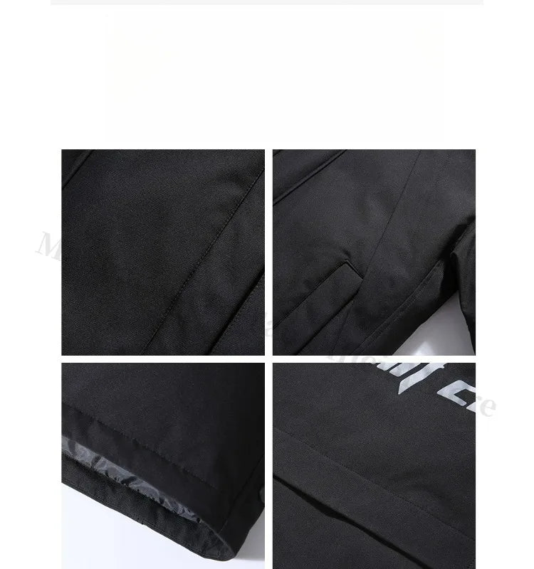 COMXZ Men Puffer Jacket Luxury Mao Collar Hooded Outdoor Office Thickened Parka Casual Travel Windproof Winter Long Puffer Coat