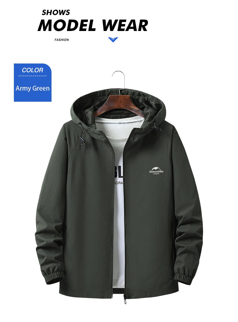Naturehike Windbreaker Men Tactical Jacket Waterproof Outdoor Hooded Coat Sports Military European Field Climbing Thin Outwear