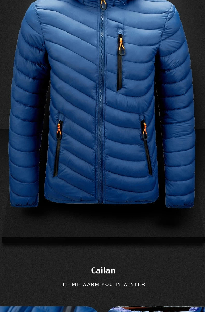 2025 Winter New Men's Lightweight Detachable Hood Cotton Jacket Male Parkas Warm Outdoor Coat Casual Plus Size