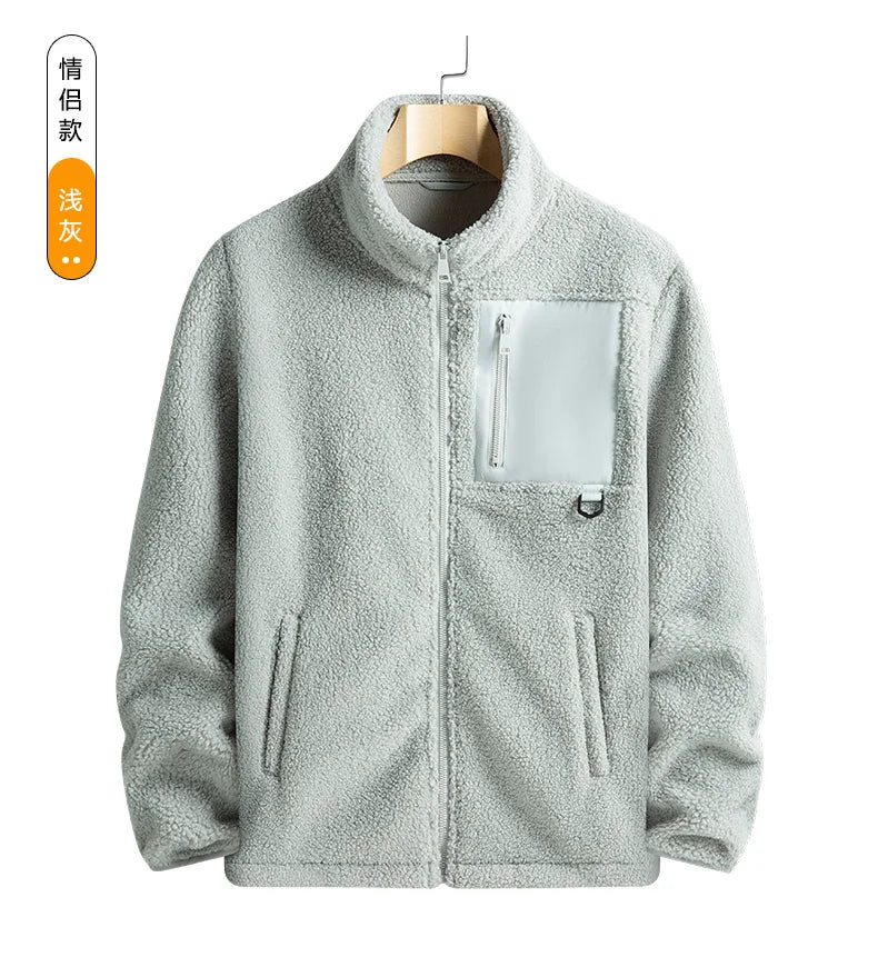 New Autumn Winter Sports Outdoor Stand Up Collar Casual Loose Couple Coat Men'S Thick Fashion Versatile Warm Polar Fleece Jacket