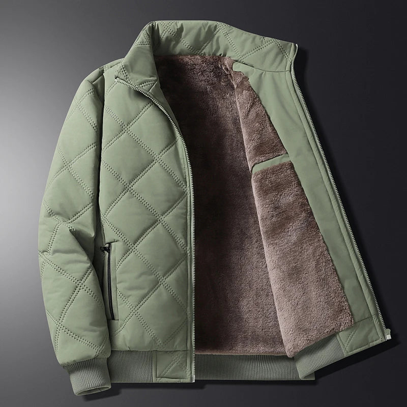 Fleece Jacket for Men 2025 Thick Stand Collar Solid Winter Jacket Men Windproof Warm Business Casual Men Coats High Quality