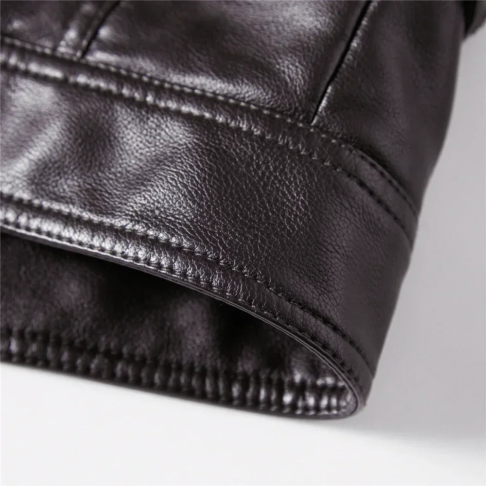Streetwear Biker Jacket Coat Fashion Men Leather Jacket Slim Fit Autumn Winter Coat Men Fur Lined Men Motorcycle New Jacket
