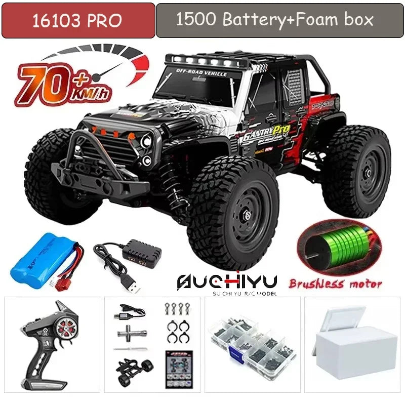 1:16 75KM/H or 50KM/H 4WD RC Car with LED Remote Control Cars High Speed Drift Monster Truck for Kids Vs Wltoys 144001 Toys