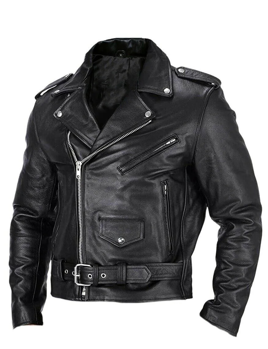 2024 New Arrivals Men's Faux Leather Jacket with Zipper - Black/Red