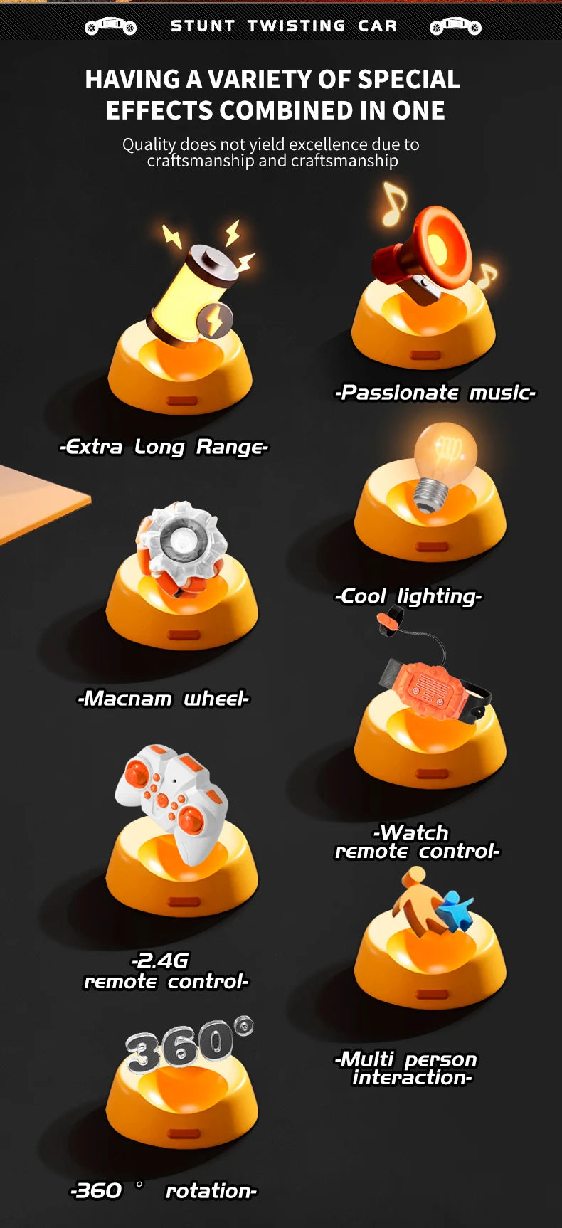 Teeggi S922 2.4G RC Stunt Car 4WD Double Remote Control 360° Degree Rotation RC Off Road Climbing Kids Rc Drift Car Toy for Gift