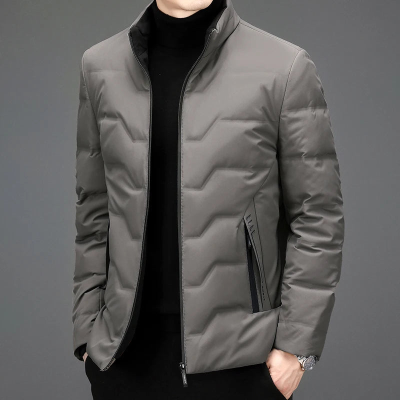 COMXZ Mens Down Jacket 2025 New Classic Solid Color Outdoor Camping Windproof Parka Fashion Lightweight Warm Autumn Winter Coat
