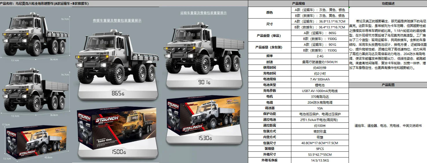JJRC C8823 Rc 1:18 Scale Remote Control Off-Road Car Six-Wheel Drive Climbing Toy Full Proportion Rc Truck Toy Boys Gift