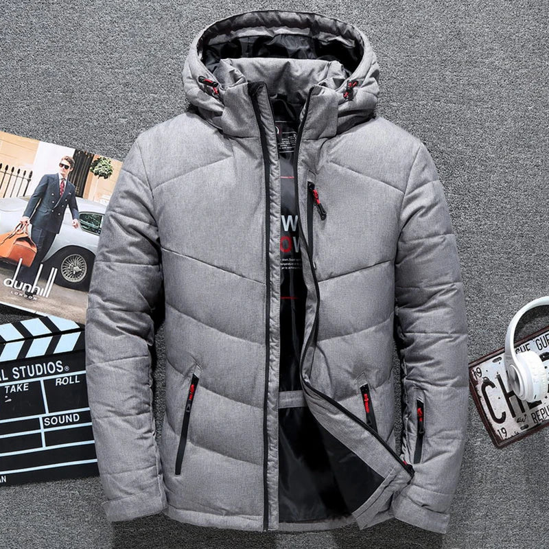 Winter Thickened Men's Down Jacket Men Warm Windproof Parkas Travel Detachable Hat Casual Lightweight Skiing Puffer Jacket Male