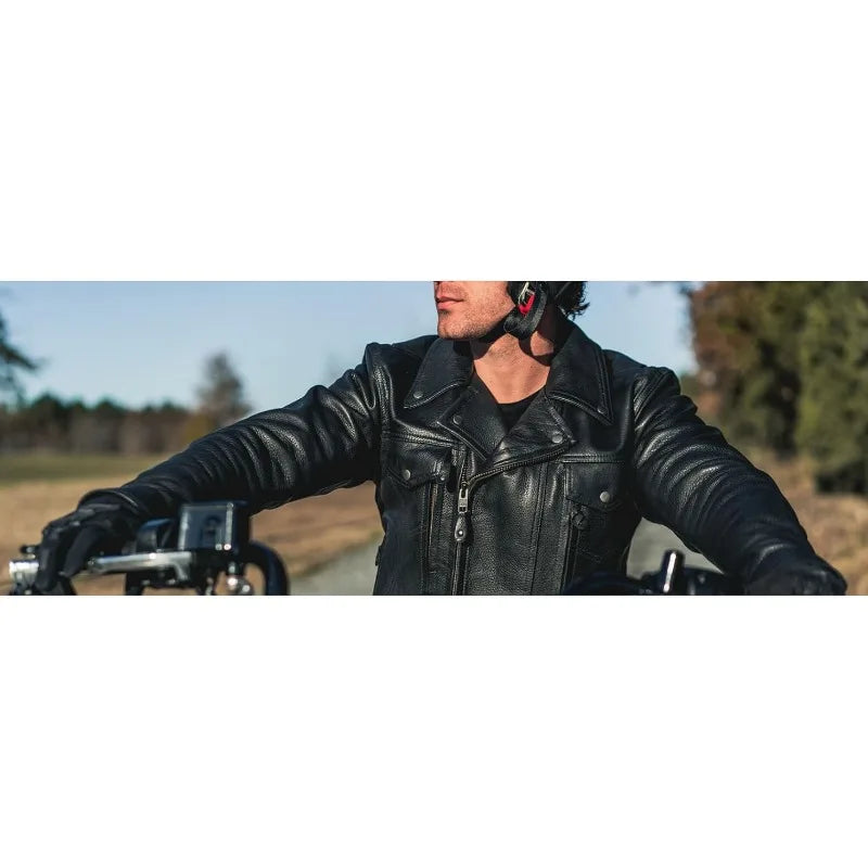 First Mfg Co - SuperStar - Men's Motorcycle Biker Riding Black Leather Jacket