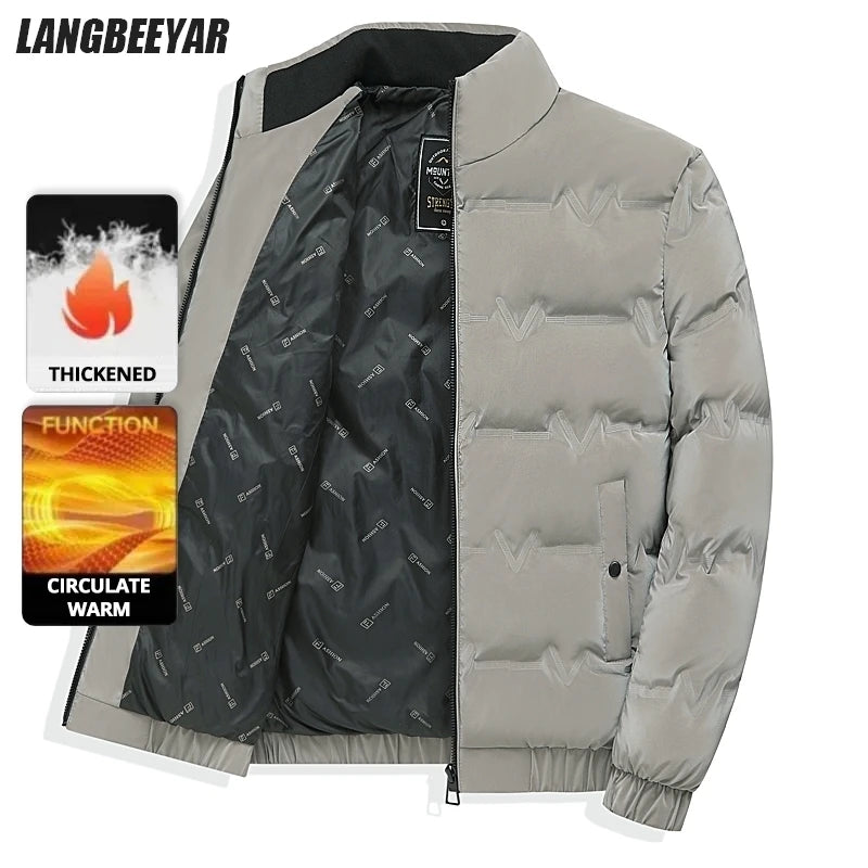 Top Grade Men's 2025 New Bubble Puffer Parka Jacket Windbreaker Coats Short Stand Collar Thickened Quilted Outerwear