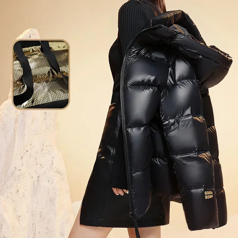 Down Jacket Men Winter Waterproof Goose Jacket Men Luxury Brand Hooded Feather Goose Coat Women Black Puffer Jacket Man 2023 New