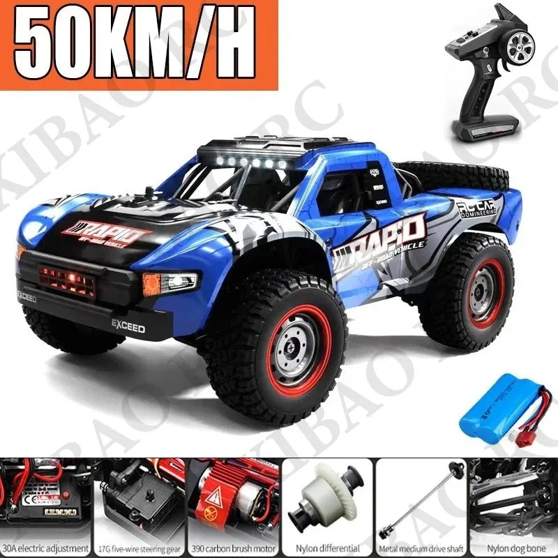 Rc Car Off Road 4x4 High Speed 70KM/H Remote Control Car with LED Headlight Brushless 4WD 1/16 Monster Truck Toys for Boys Gift