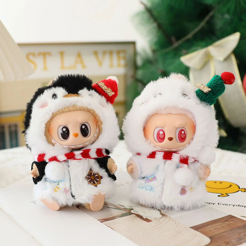 1 Set 17cm Labubu Christmas Baby Clothes Snowman Elk Santa Claus Outfit For 1st 2nd 3rd Gen Doll Xmas Holiday Gift