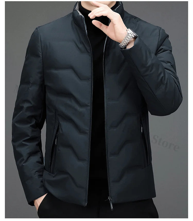 COMXZ Mens Down Jacket 2025 New Classic Solid Color Outdoor Camping Windproof Parka Fashion Lightweight Warm Autumn Winter Coat