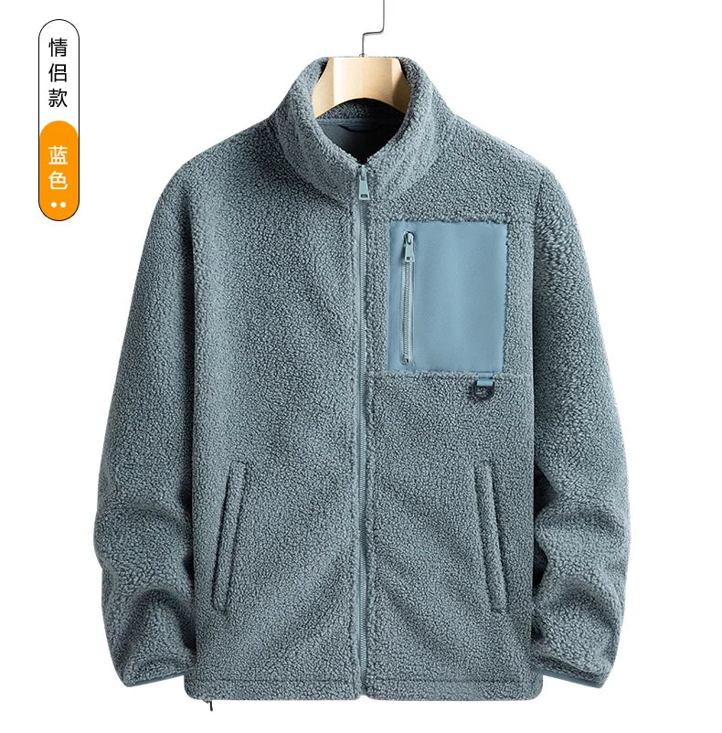 New Autumn Winter Sports Outdoor Stand Up Collar Casual Loose Couple Coat Men'S Thick Fashion Versatile Warm Polar Fleece Jacket