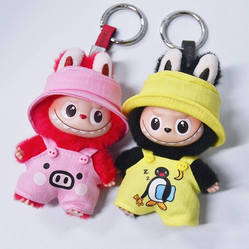 Overalls Clothes for Labubu V4 Clothing for Labubu 4.0 The Monsters Pin for Love Series Doll Outfit Fisherman Hat Parts