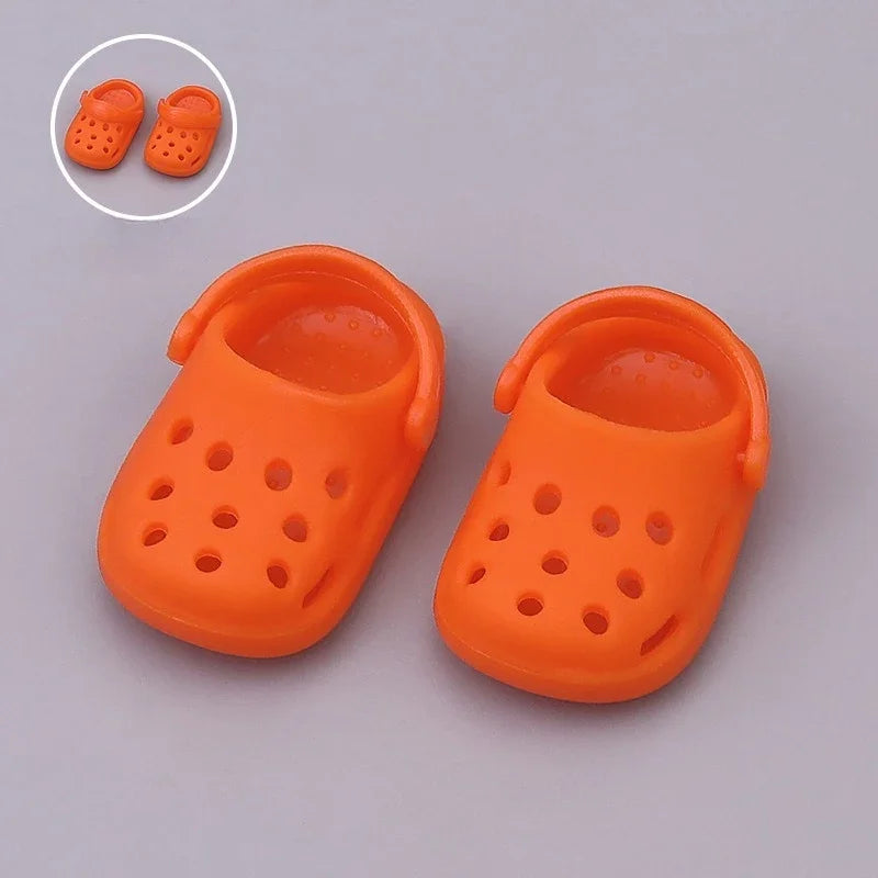 Kawaii Macaron Colored Perforated Shoes For 17cm Labubu V1 V2 V3 With Adjustable Hole Shoes For Ladbubu Dolls Accessories