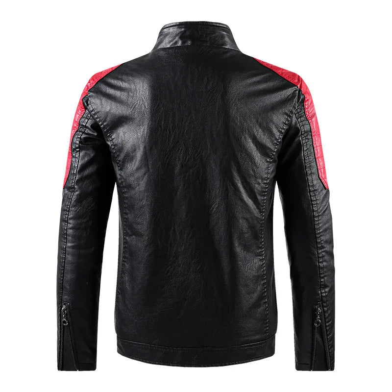 Men Stand Collar Motorcycle Leather Jackets Slim Fit PU Leather Coats Quality New Fashion Male Autumn Casual Leather Jackets 5XL