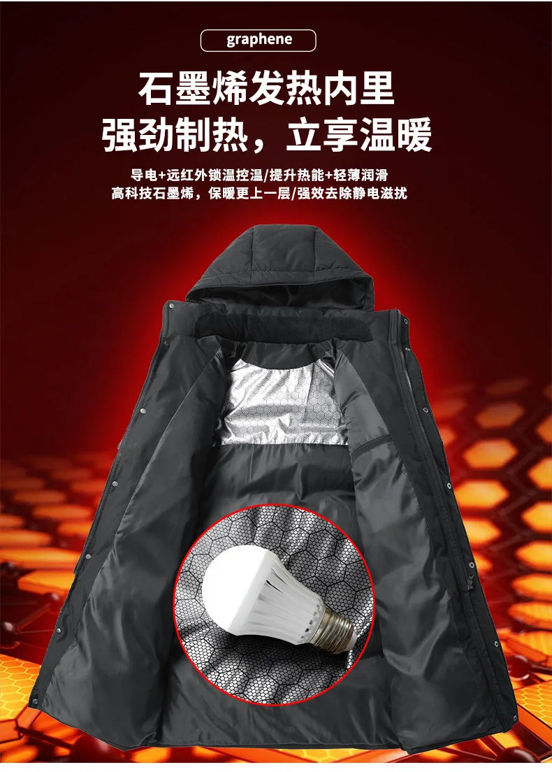 2025 Men's High-Quality Mid-Length Jacket Coat, Winter Thick and Warm Overcoat, Pure Color Youth Cotton Coat Jacket,Outdoor Coat